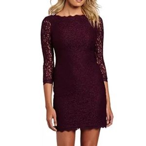 Adrianna Papell Burgundy Lace Sheath Dress