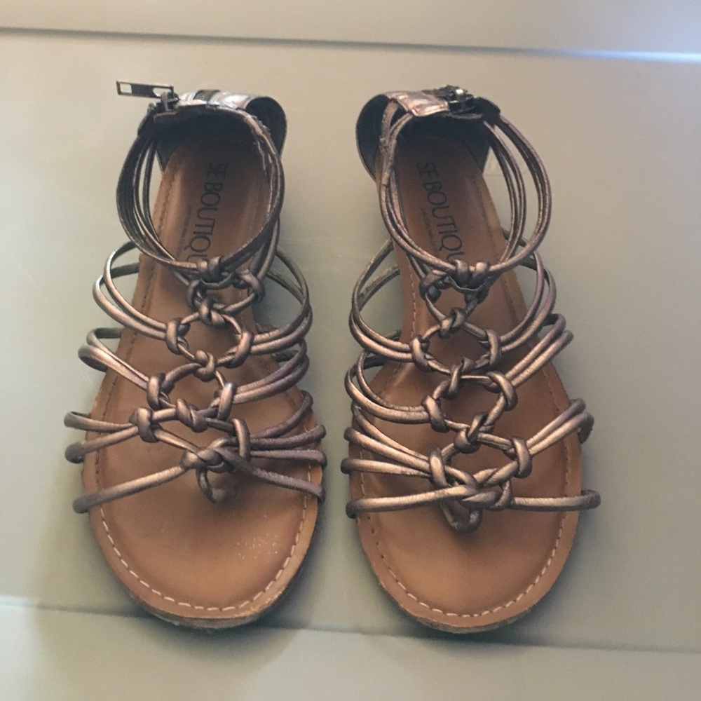 Pewter strappy gladiator like sandal