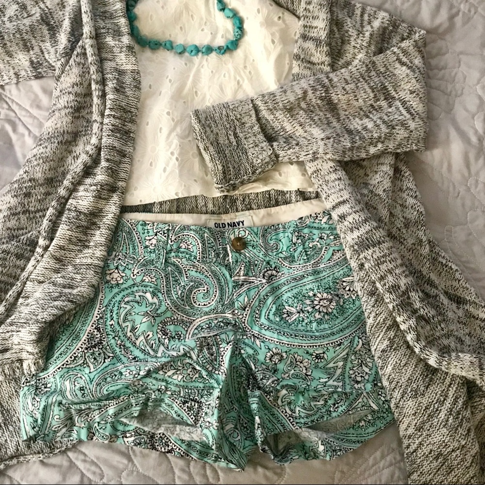 Teal paisley shorts