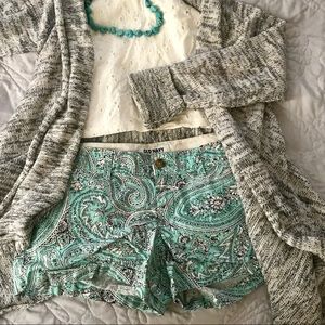 Teal paisley shorts