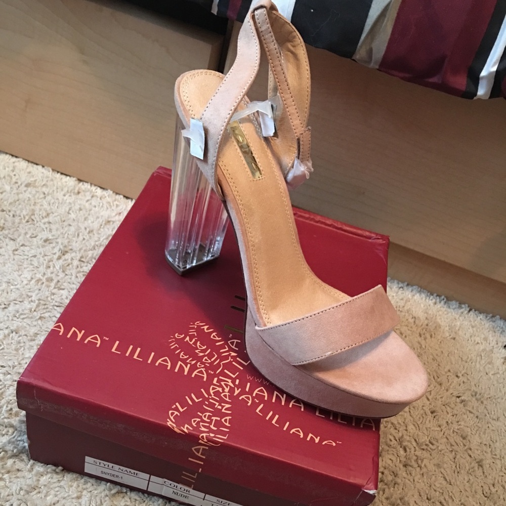 Brand new nude high heel lucite heel size 11