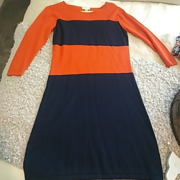 EUC - Sweater Dress Navy/Orange - Picture 2 of 3