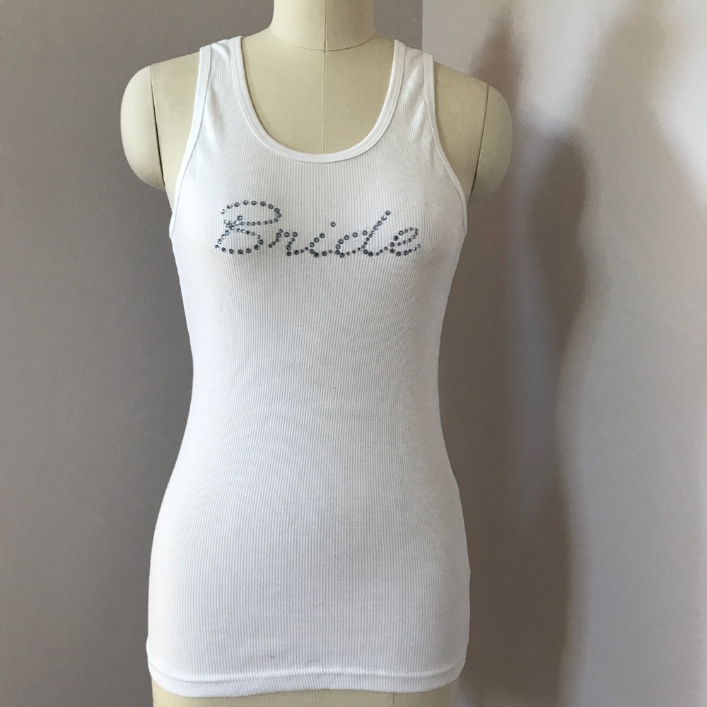 Classy Bride white ribbed tank size Large