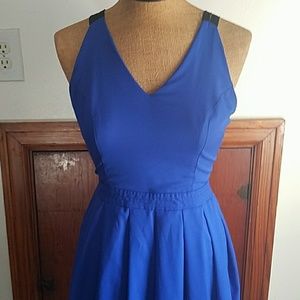 Royal blue flare dress open back