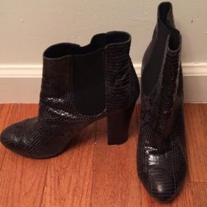 Black snake skin booties