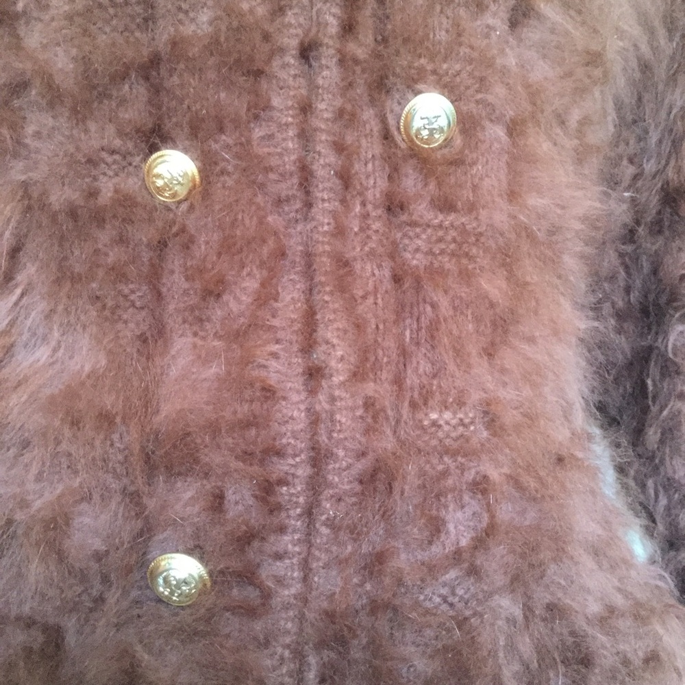 Faux fur fluffy brown cardigan sweater - Picture 2 of 4