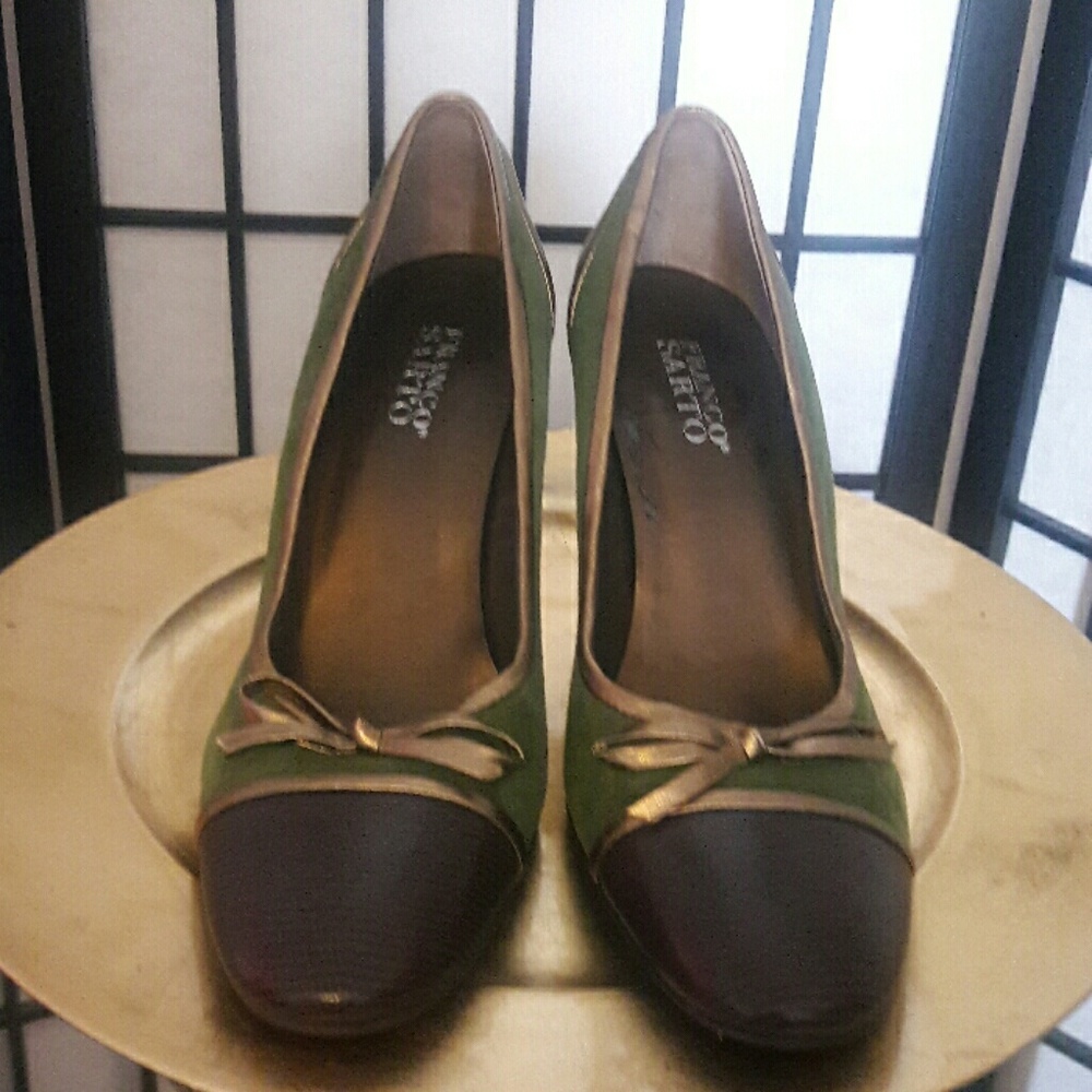 Ladies Franco Sarto Green & Brown Heels