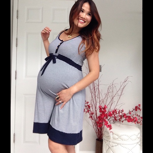 Seraphine Dresses & Skirts - ✨Cute Maternity Nautical Navy/White Stripes Dress✨