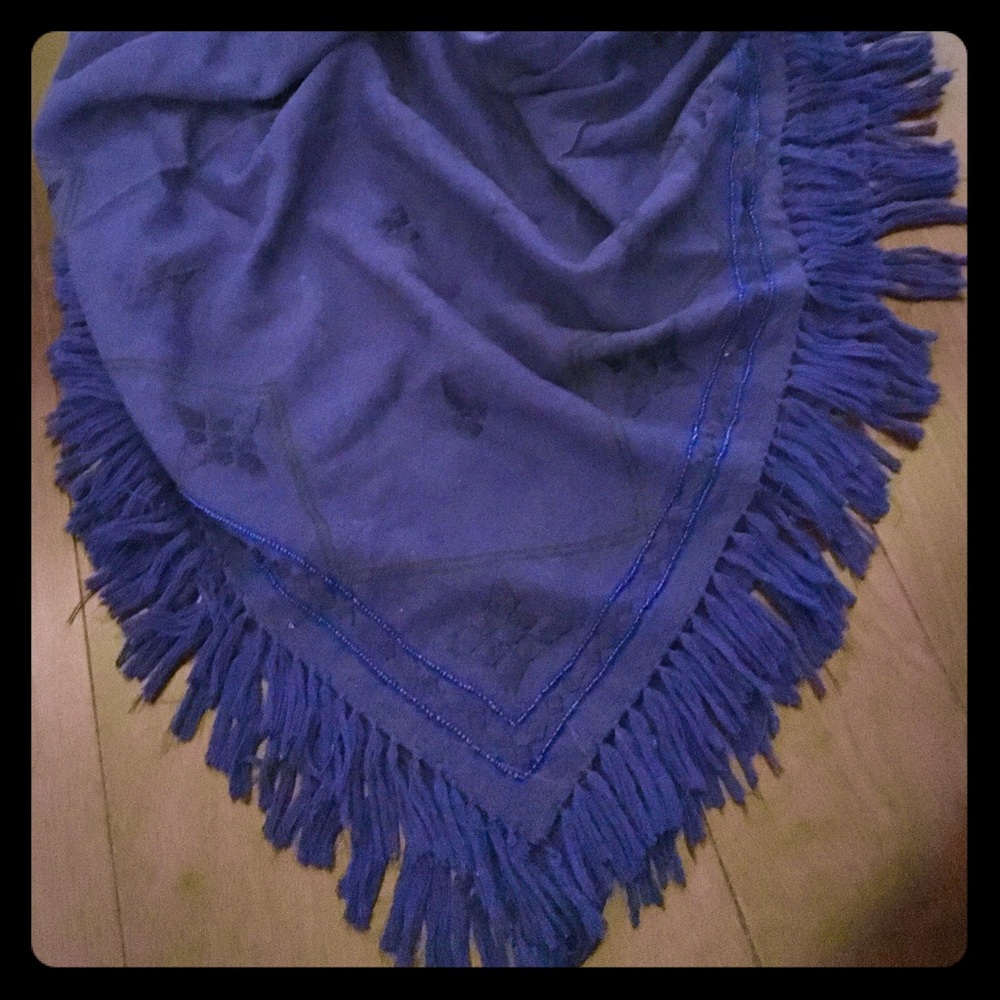 Sandro blue fringe scarf