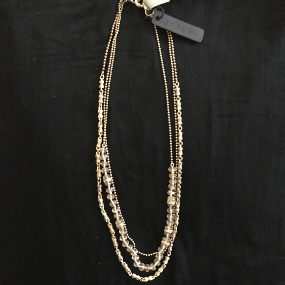 J. Crew multi strand gold beaded chain necklace