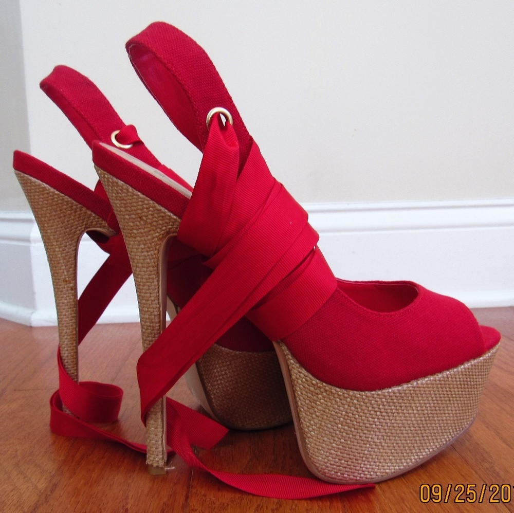 Red Lace Up Heels
