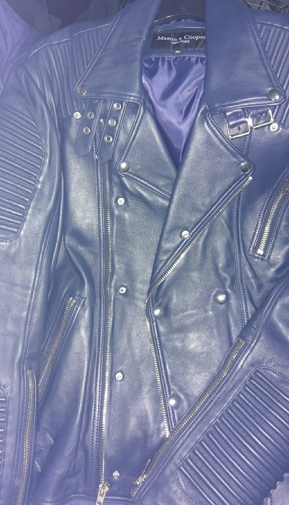 Mason&Cooper Pastel Blue Moto Leather Jacket