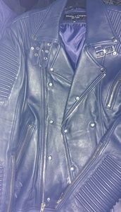 Mason&Cooper Pastel Blue Moto Leather Jacket