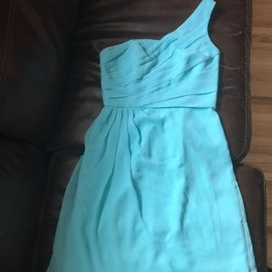 Pool blue one shoulder dress