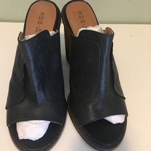 Kelsi Dagger Brooklyn Heeled Black Leather Mules