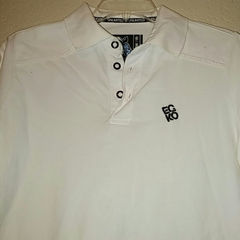 White Short Sleeve Ecko Unlimited Polo Size Medium