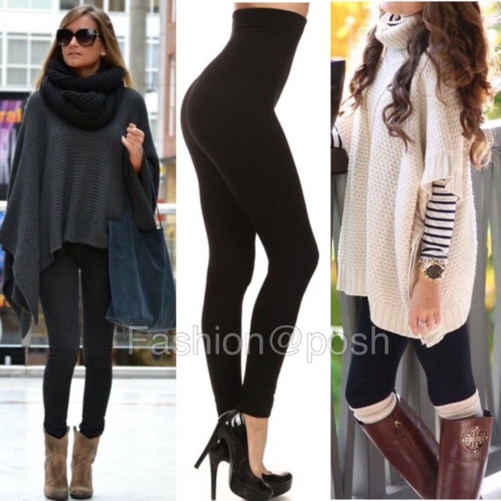 Plus size compression French Terry lined leggings - Picture 3 of 4