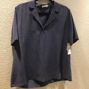 NWT Equipment Silk Navy Top