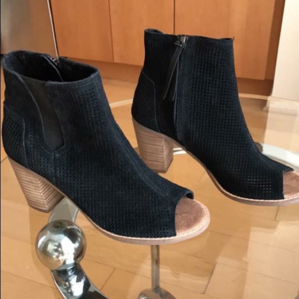 Toms Suede Peep Toe Booties