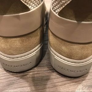 BALENCIAGA Beige Suede & Leather Elastic-Strap