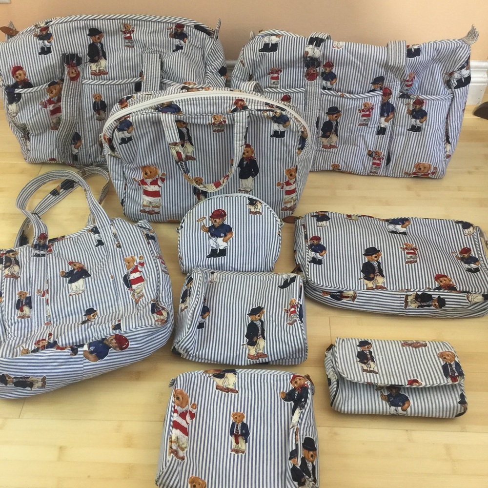 Polo Ralph Lauren Bear Print Bags Lot of 9 Mixed