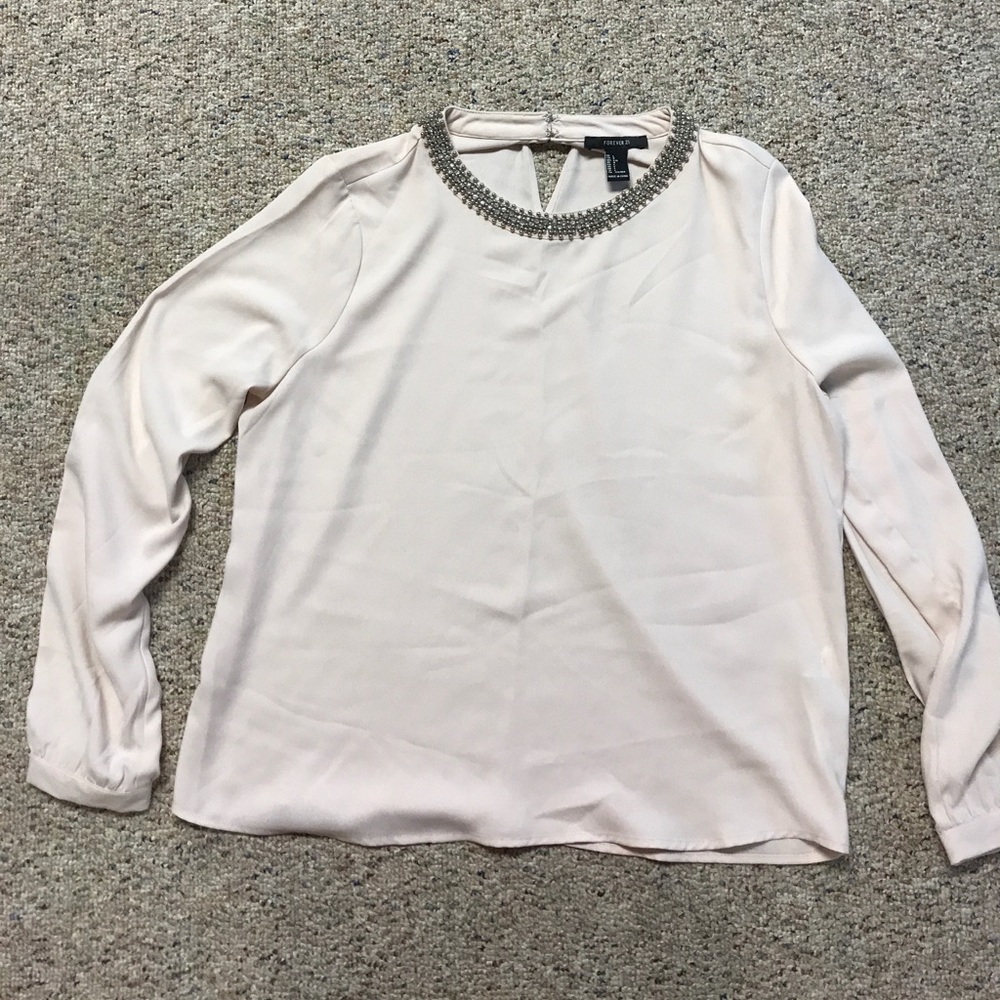 Forever 21 beaded collar nude top