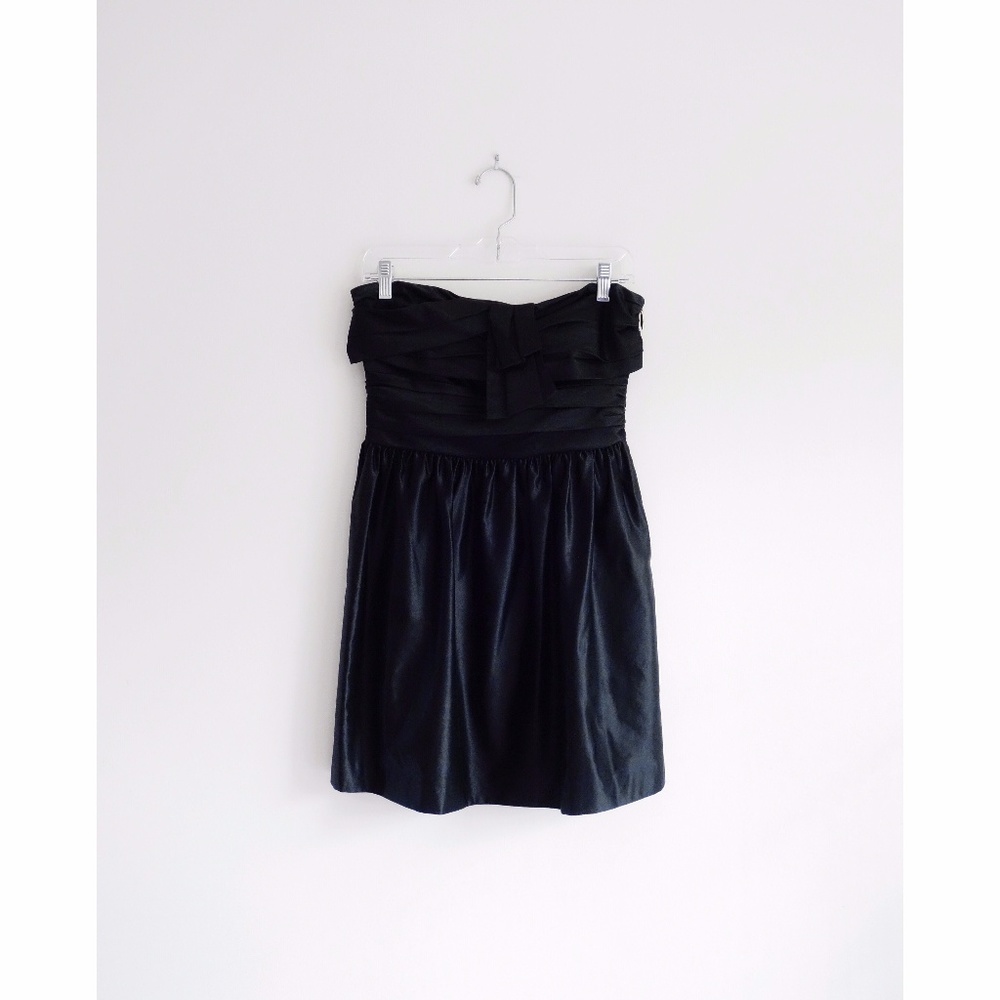 juicy couture black silk dress Juicy Couture Black Satin Silk Strapless Dress 4
