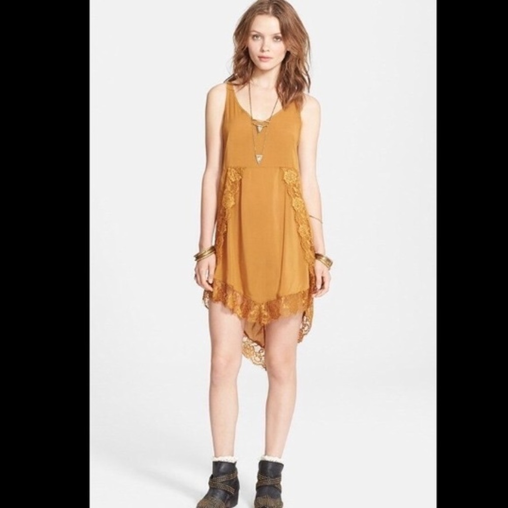 Free People Eyelashes Slip Dress in Mustard