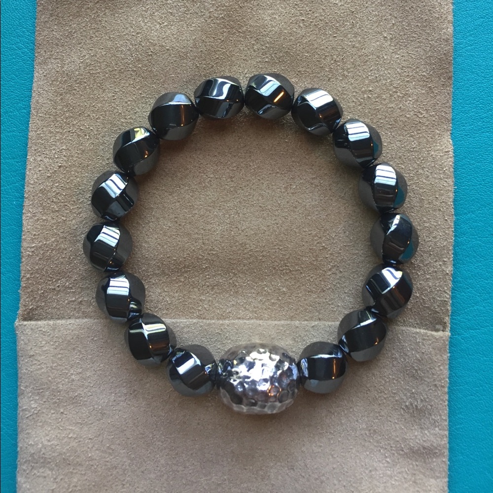 Simon Sebaag silver hematite stretch bracelet.