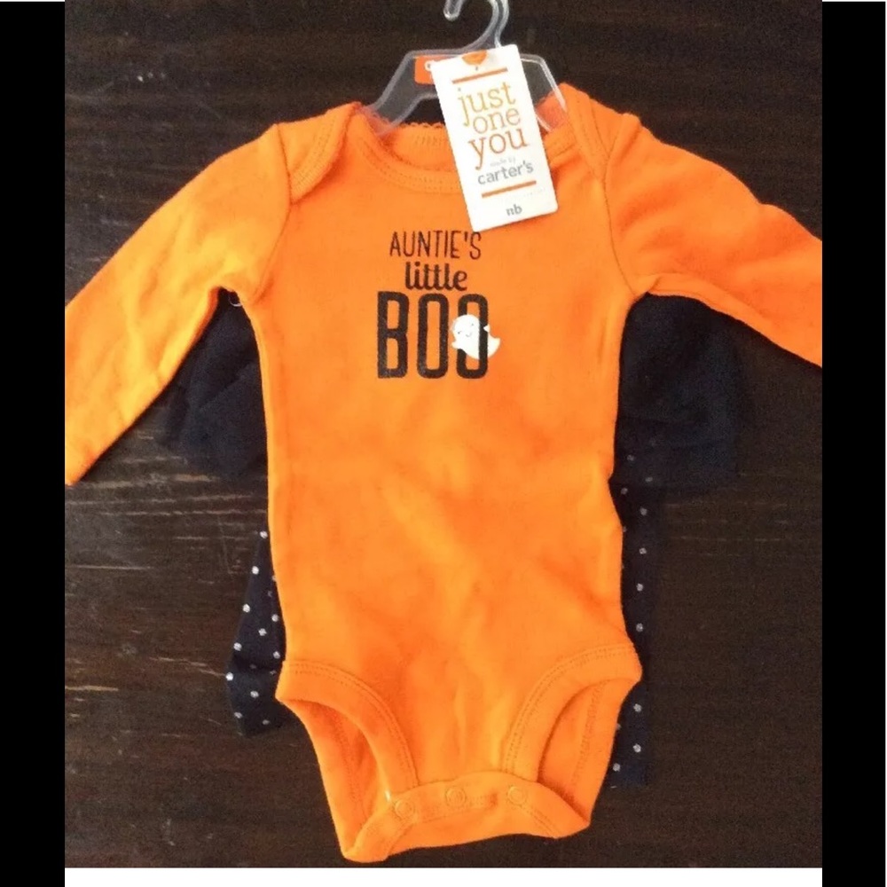 NWT CARTERS Halloween Outfit Baby nb 3m set orange