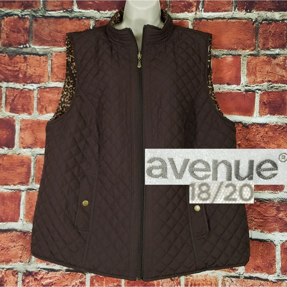 Reversible Quilted Vest Size 18/20 Brown & Leopard