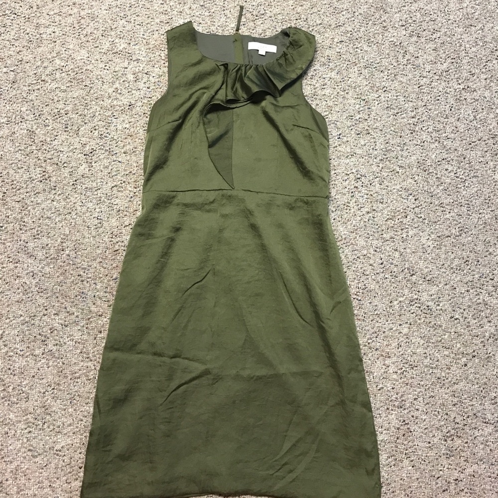 Loft olive green gently worn dress