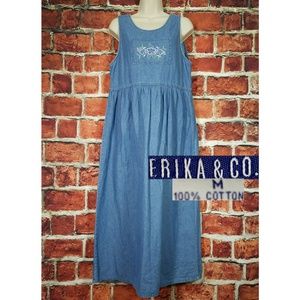 Women Sleeveless Denim Maxi Dress Size M