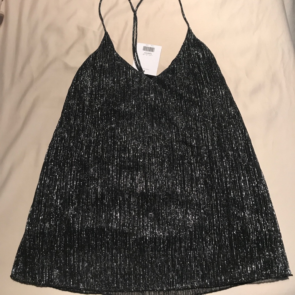 Black and silver top shop tank