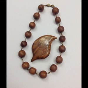 Myrtle Wood Vintage 1970's Choker and Brooch