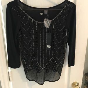 Gorgeous, sheer, beaded, Buckle shirt
