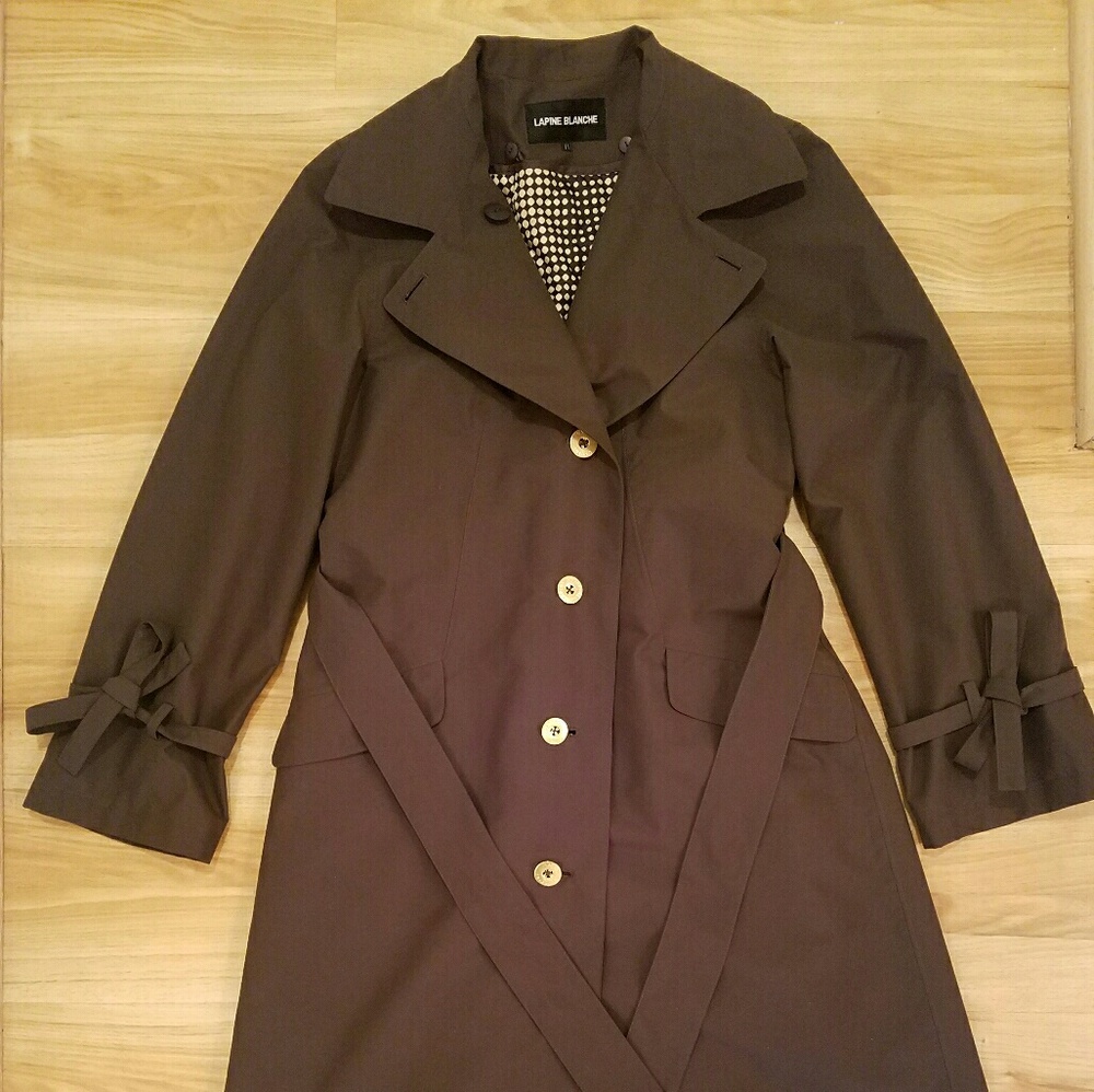 VTG Women's Trench Rain Coat Long Jacket Brown