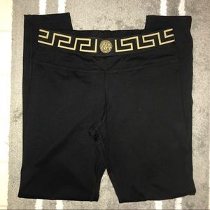 Greca Key Sports Versace Black Leggings