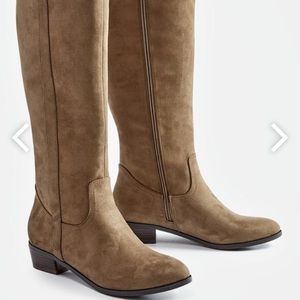 Brand New Just Fab Ora Flat Olive Suede Boot