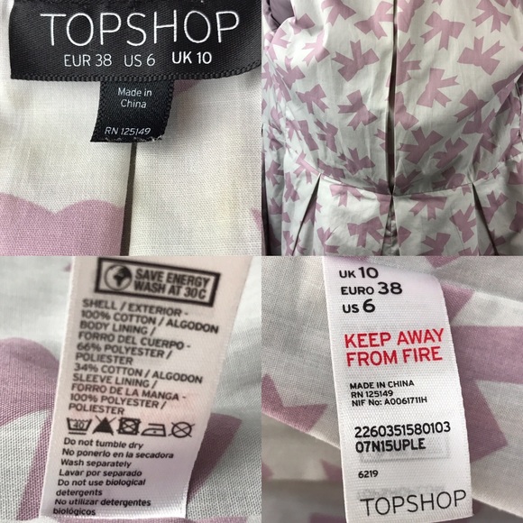 Topshop Coat Jacket Purple Short Sleeve Pleated - Picture 8 of 8