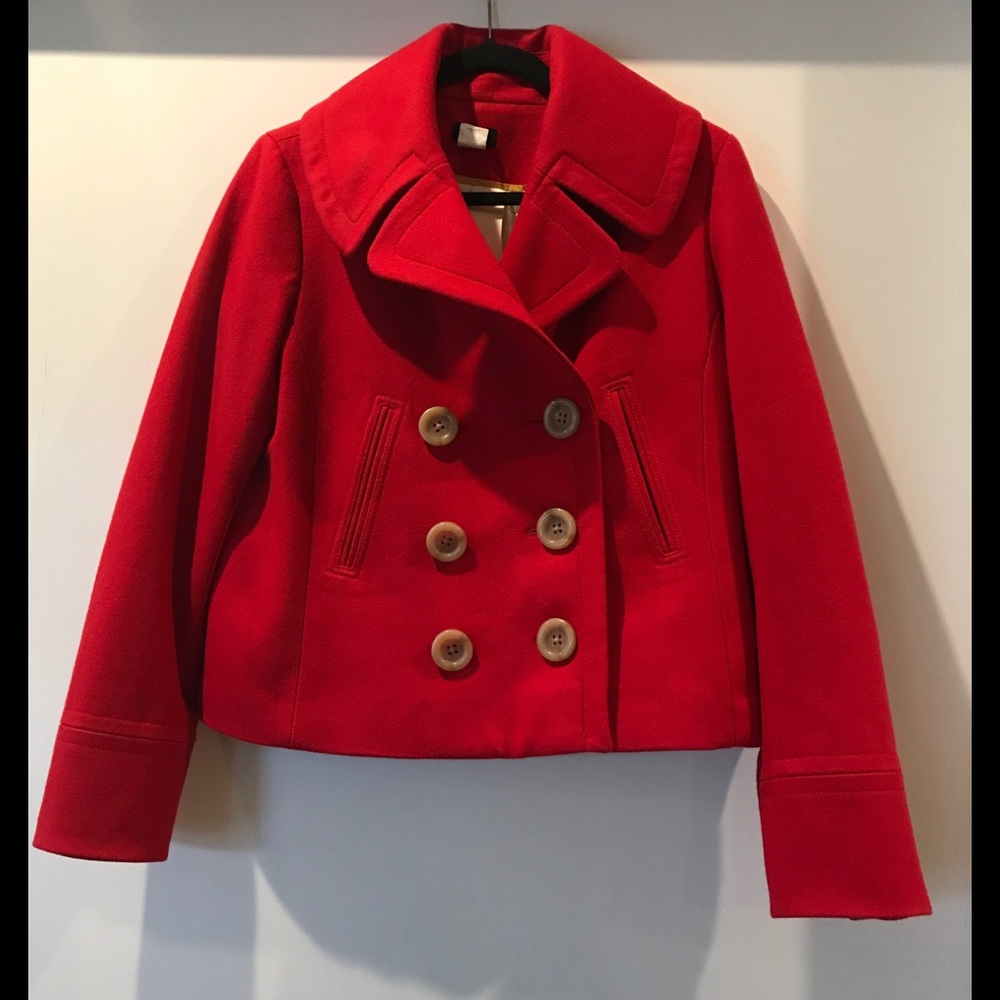 J Crew Factory Red Pea Coat