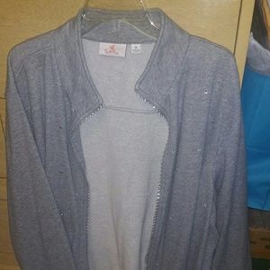 3x Quacker Factory Stretch Knit Cardigan Grey