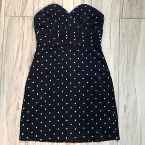 Bar lll strapless navy polka dot dress