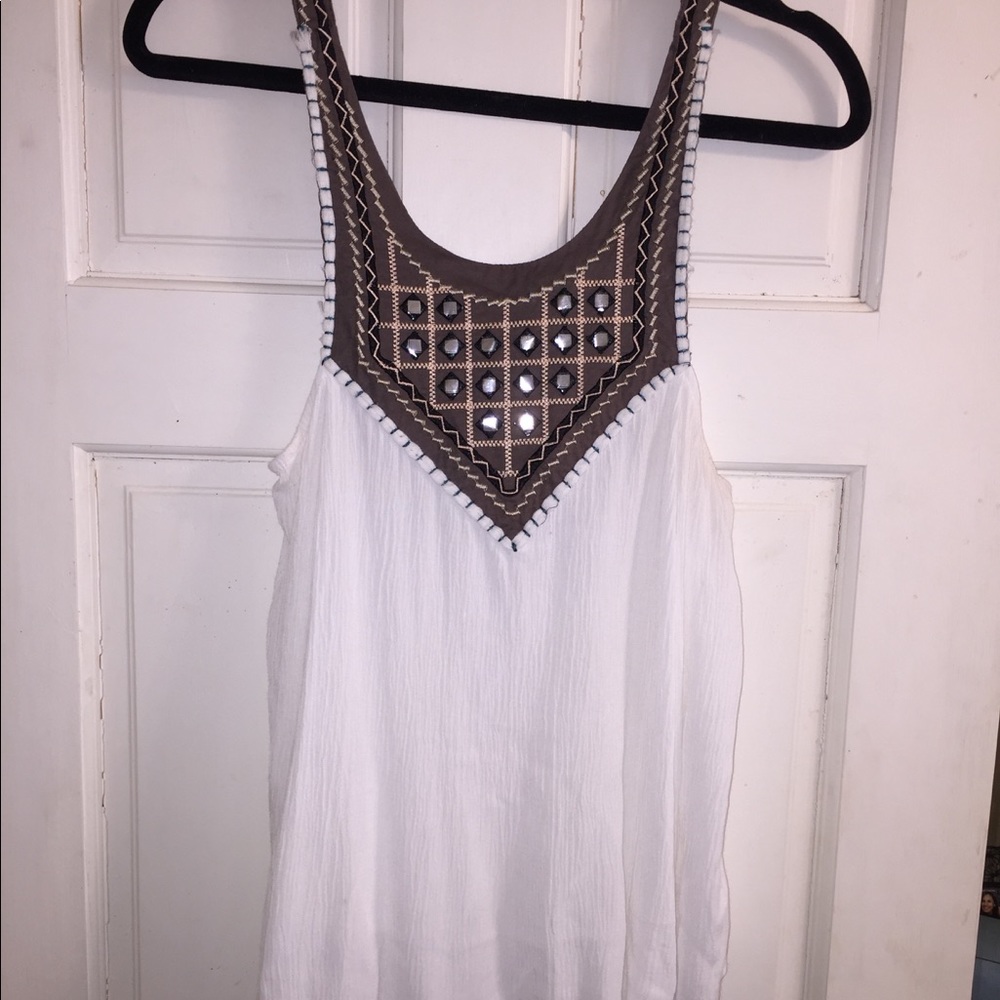 White & grey studded tank top