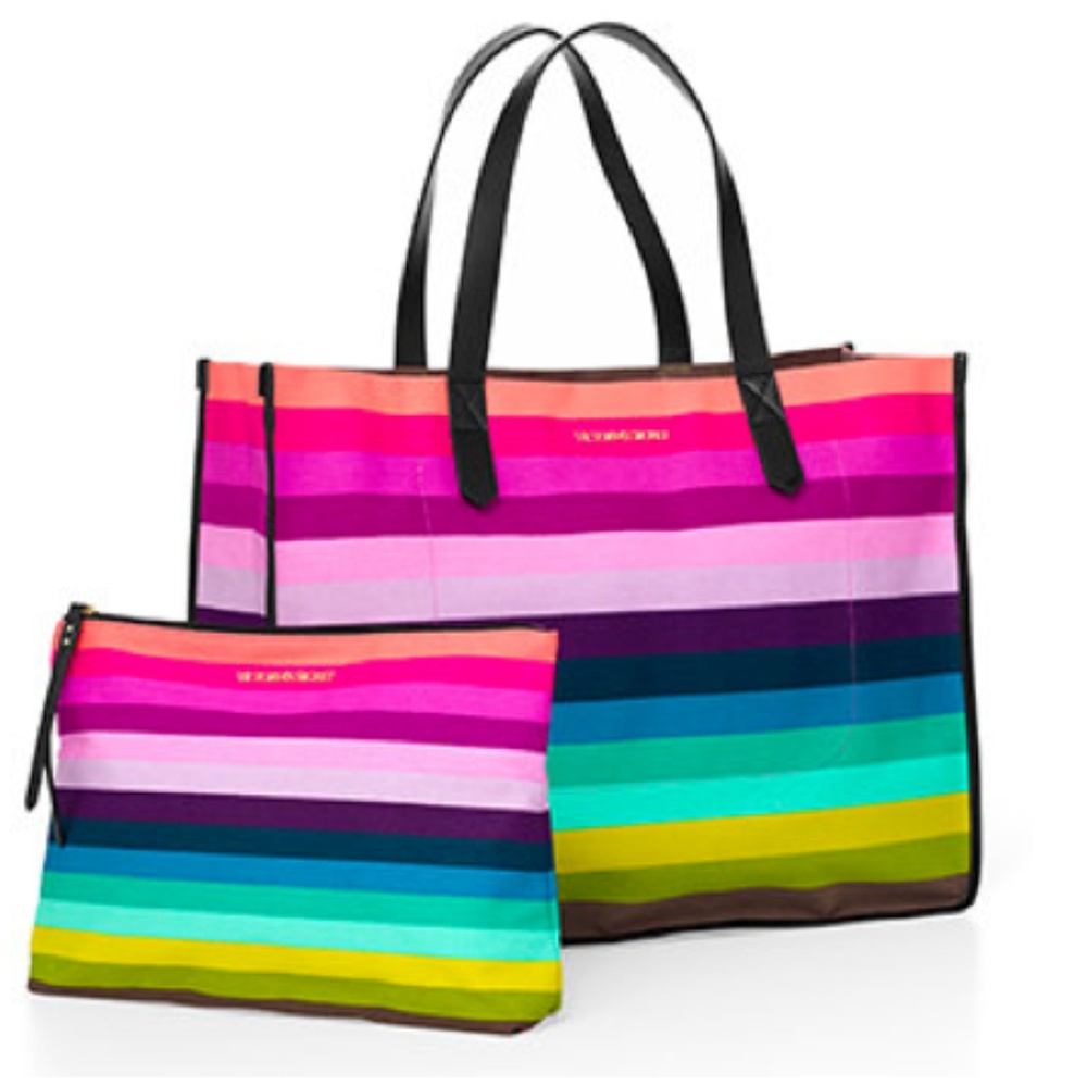 Victoria's Secret Rainbow Tote Bag Set