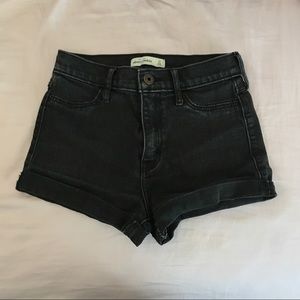 Black denim shorts