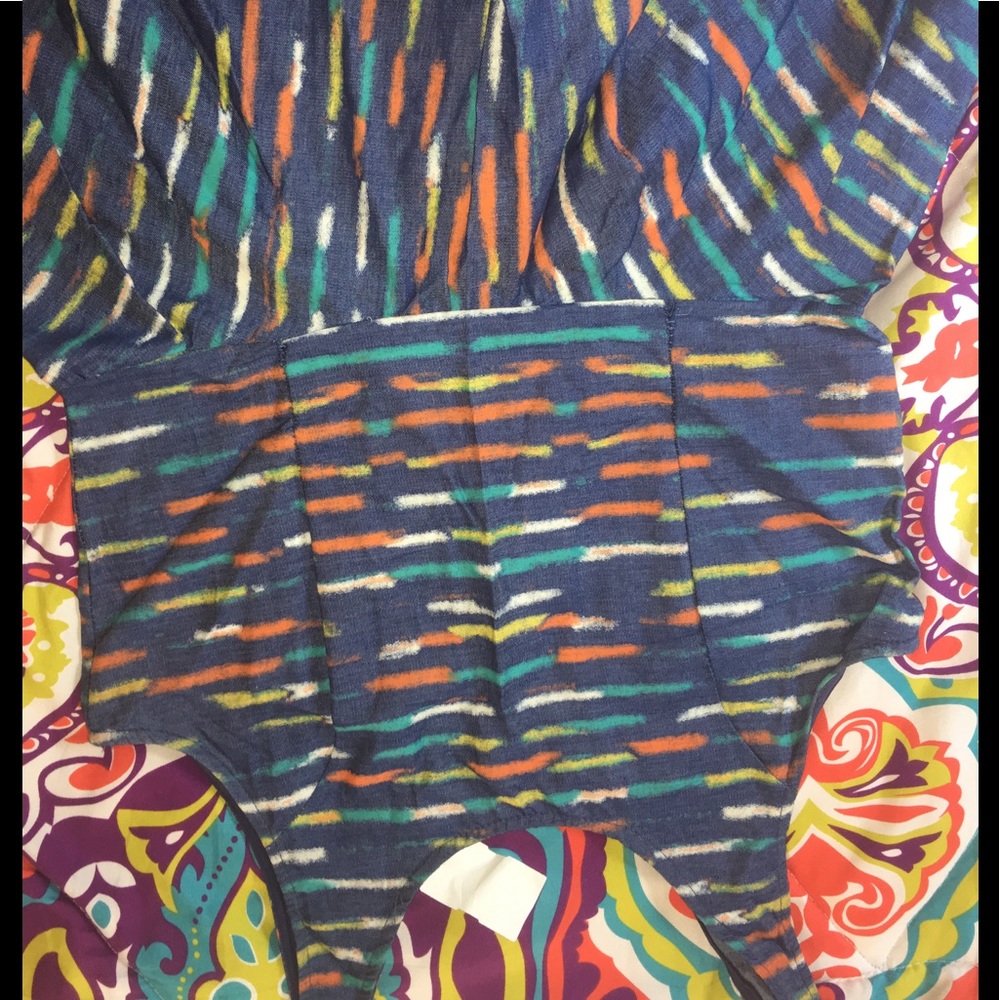 Multi colored denim top