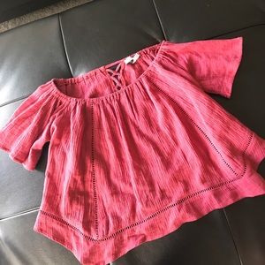 Nordstrom’s Lush off shoulder frill top.