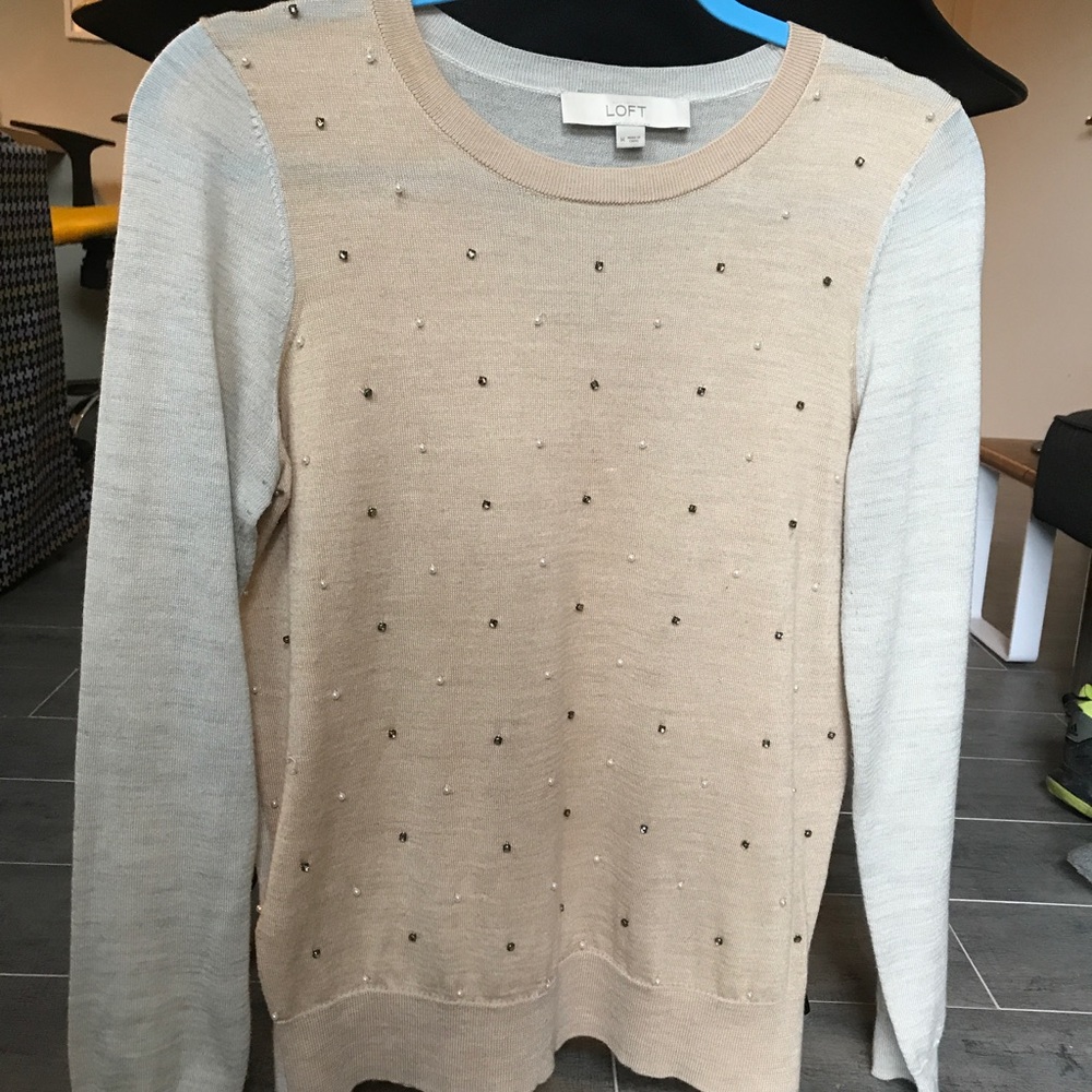Beaded Loft crew neck sweater