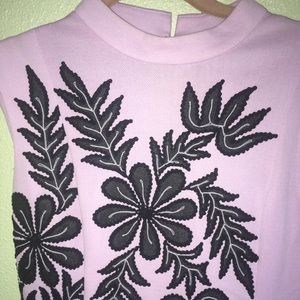 Vintage periwinkle and black embroidered